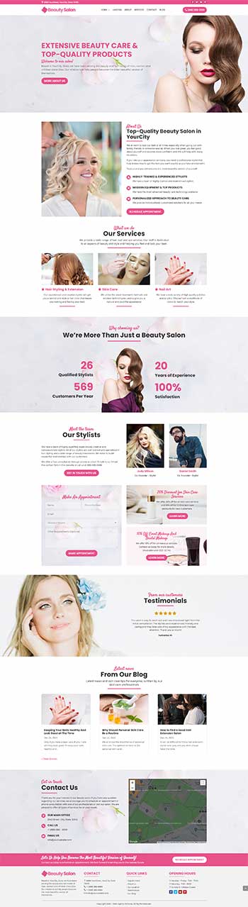 beauty salon website design