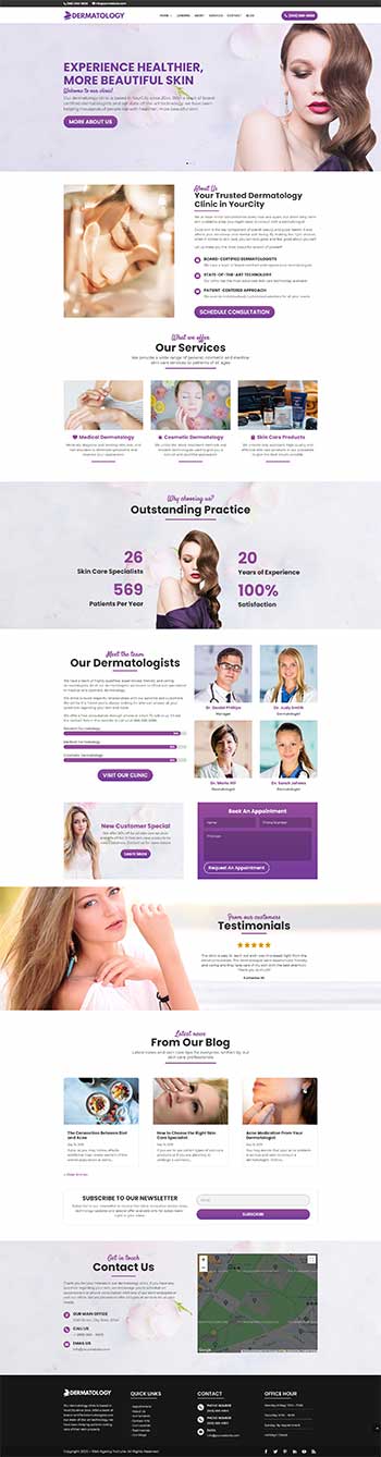 skincare website design