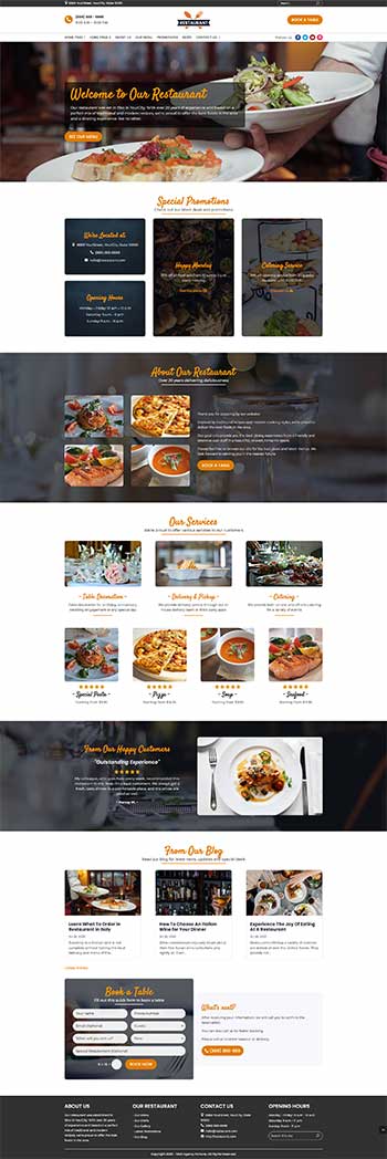 gourmet restaurant website design 