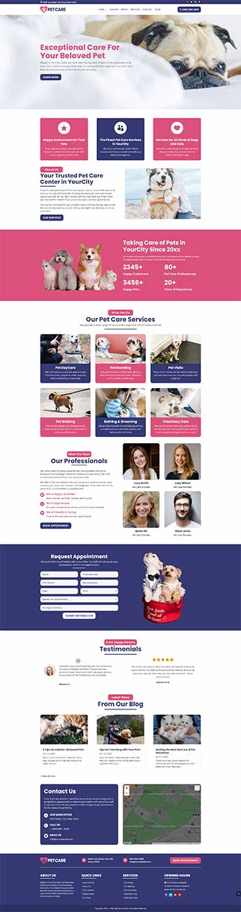 pet care website design