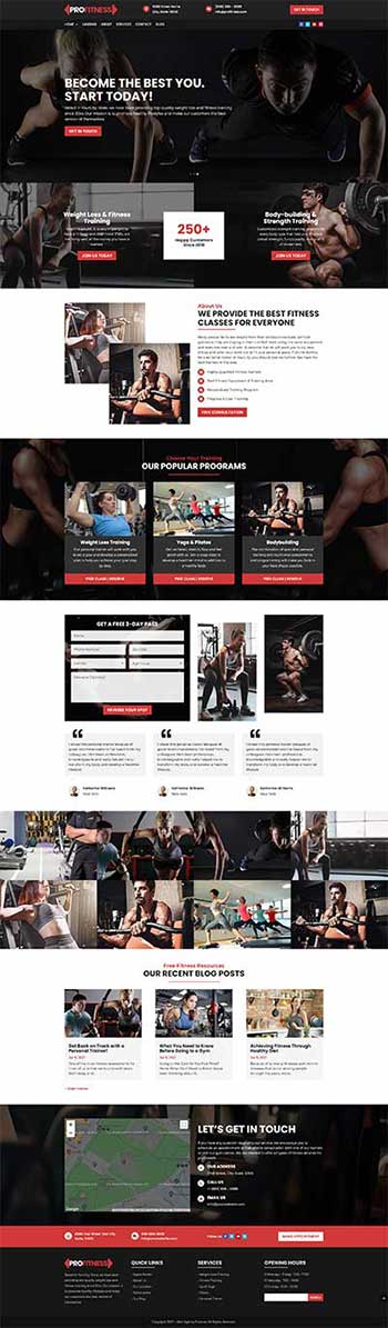 gym website design